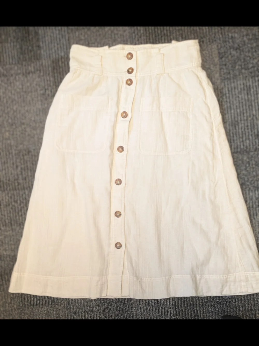 Sezane Cream High-Waist Button-Front Midi Skirt with Belt (FR Size 38) - Picture 3 of 4